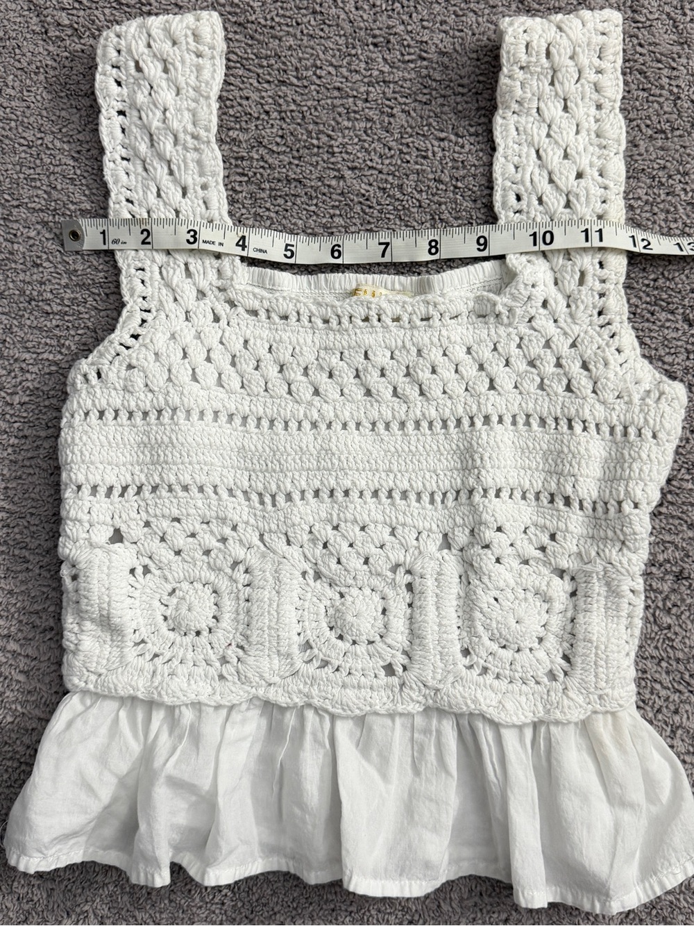 Rebellion White Crochet Peplum Tank Top - Picture 2 of 6